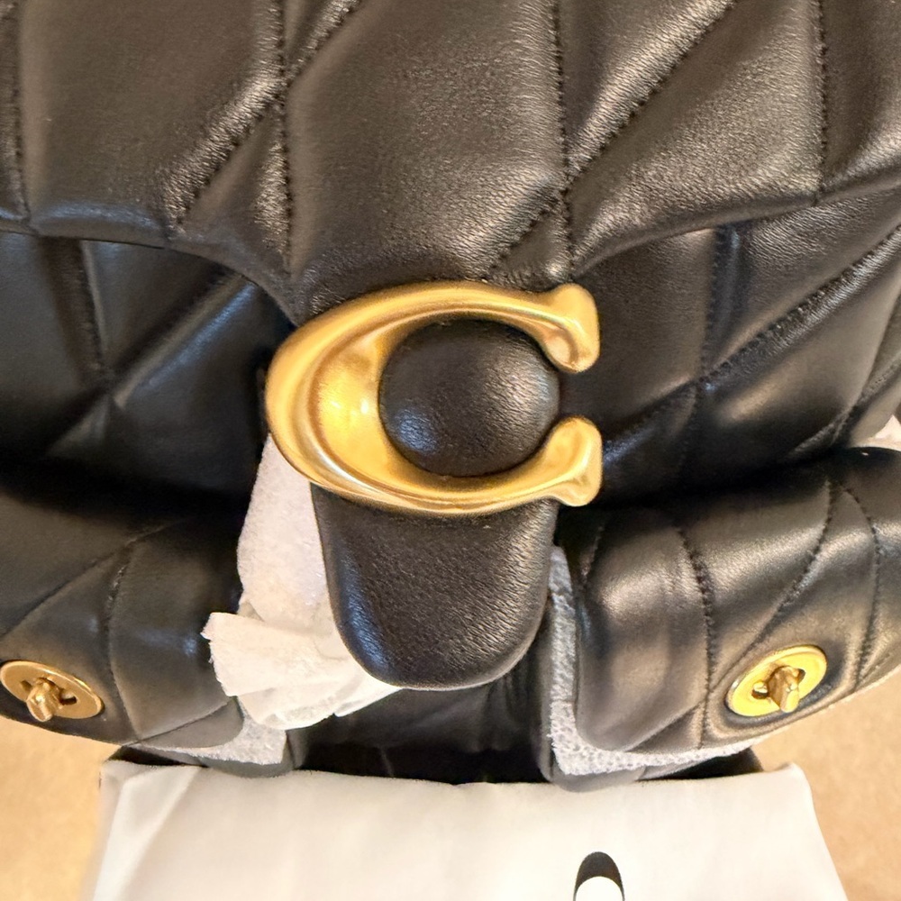 COACH Black Quilted Leather C Backpack with Gold Hardware - Picture 2 of 9